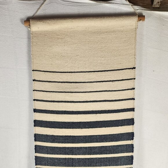 Surya Black Tan Stripe Jute Wool Cotton Kamal KML-1000 18"x38" Hanging Wall Art - Picture 2 of 16